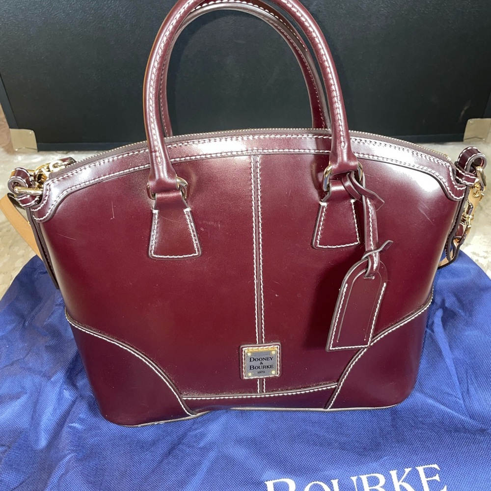 Dooney & Bourke Brown Leather Satchel with Gold Accents